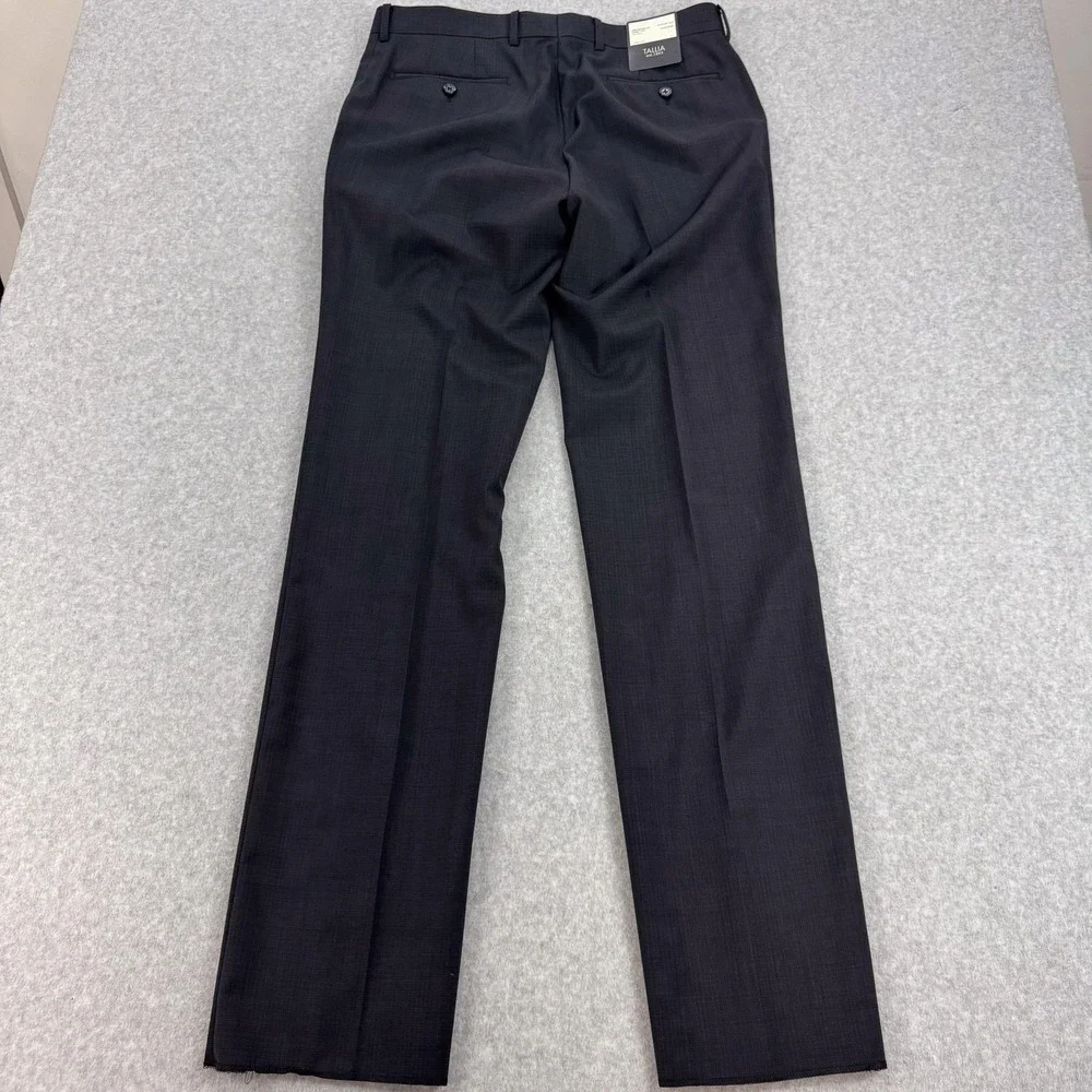 Tallia Suit Mens 40 Regular Gray Check Wool Slim Fit Pants 34x36 New $700